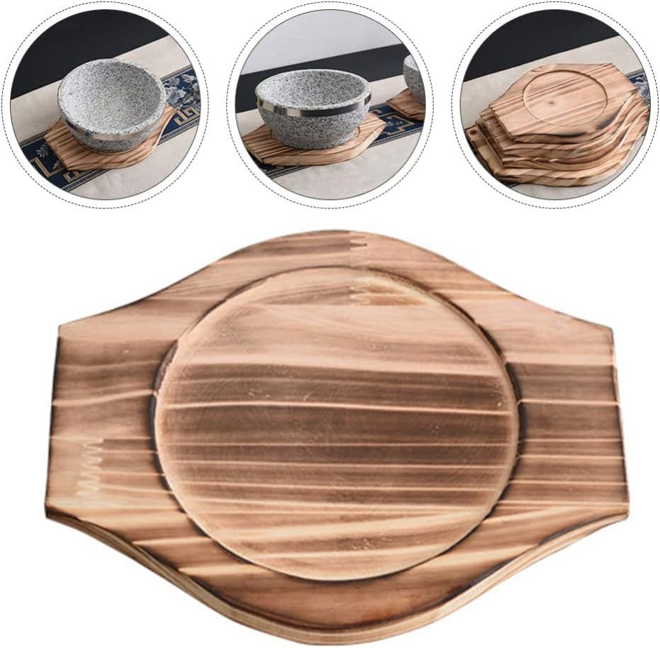 Tazón de Fuente de Piedra de madera de color Pino estera de madera estera de aislamiento teppanyaki Hotel japonés restaurante cazuela aislamiento estera de madera image 5