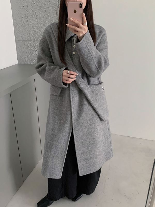 2025新款羊毛大衣女秋冬宽松外套韩版时尚显瘦长款带包慵懒休闲|undefined