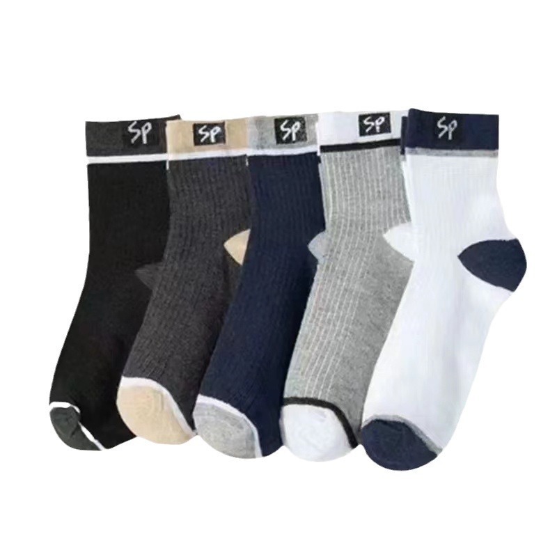 Calcetines de algodón calcetines de media pantorrilla para hombres desodorante absorbente de sudor transpirable Deportes calcetines de hombre niños Otoño e Invierno calcetines largos de algodón edificio