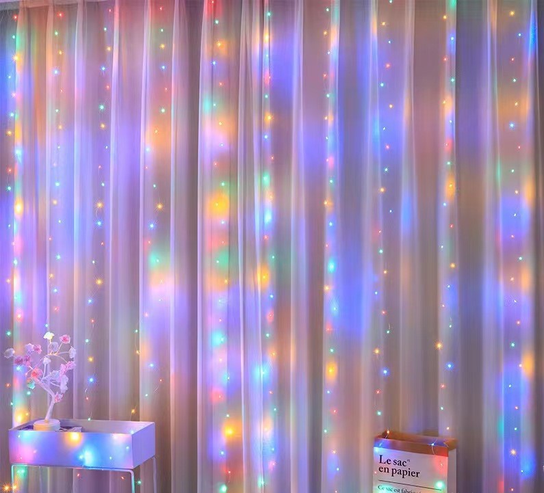 Nuevo transfronterizo 3 * 3m LED de cobre lámpara de cortina decoración de Navidad USB ocho funciones cadena de lámparas de control remoto image 9