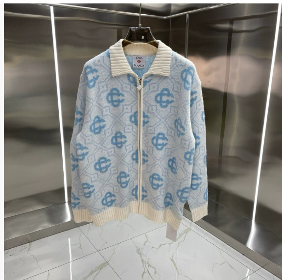 European and American Export Casa Casablanca Knitwear Knitwear Short-Sleeved Jacquard Cardigan Polo Shirt Couple Shorts Set