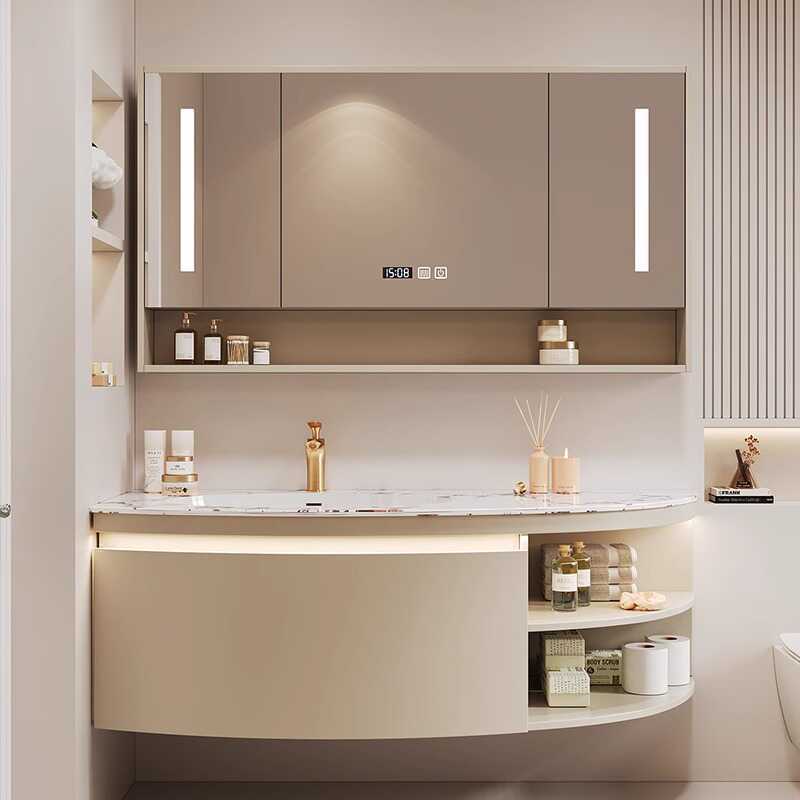 French Oak Bathroom Cabinet Slate Seamless Washstand Washbasin Cabinet Smart Mirror Cabinet Designer Sailboat