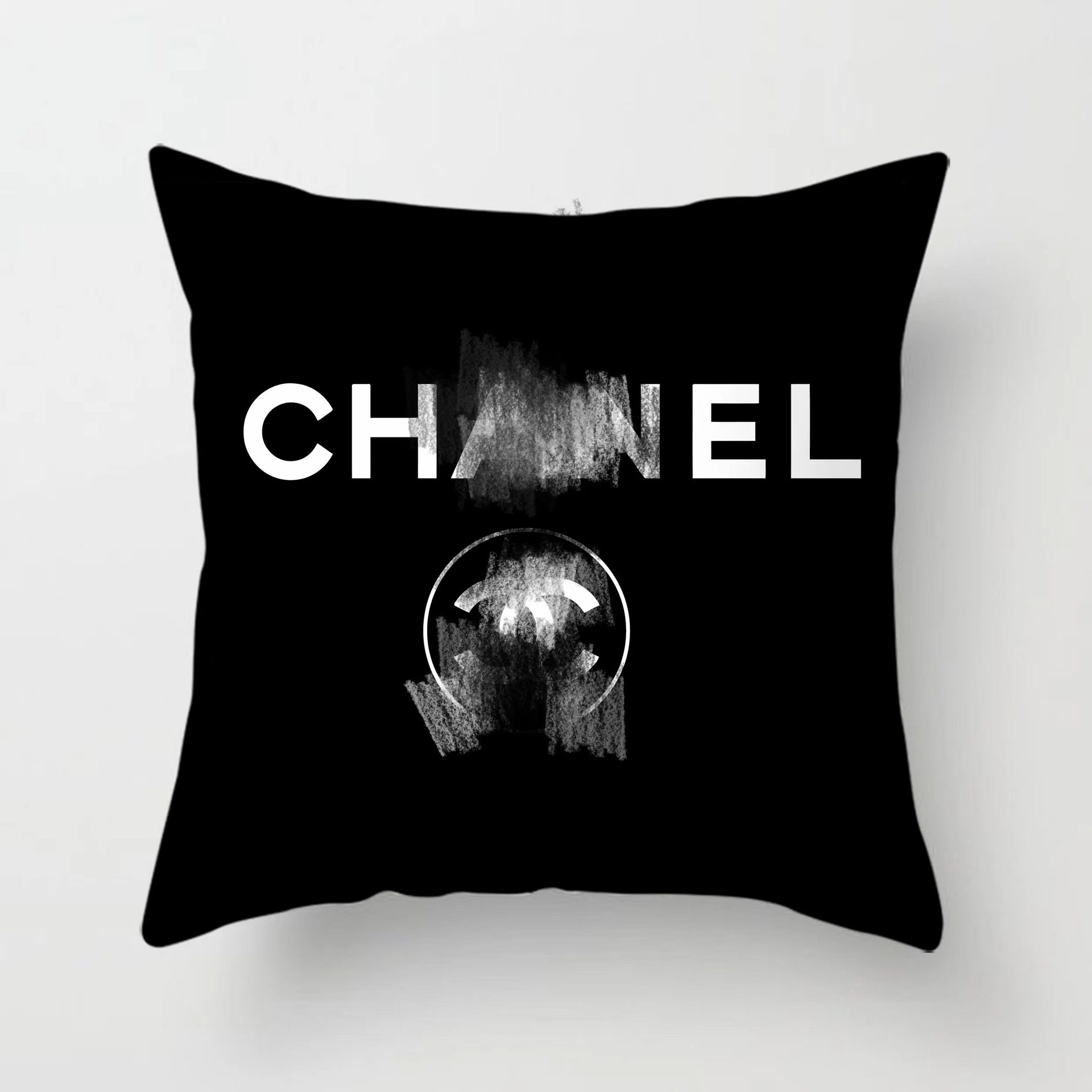 Cross-border AliExpress logo de marca europea y americana logo estilo de lujo ligero estilo cuadrado moda sala de estar sofá funda de almohada de felpa corta