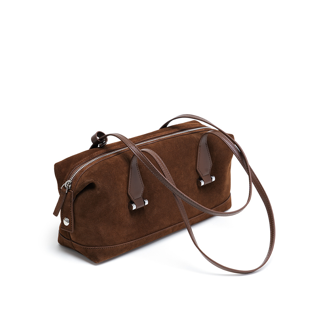 Commuter Matte Cowhide Tote Bag Women's Handbag Boston Retro Luxury Baguette Shoulder Underarm Bag - Thumbnail 5