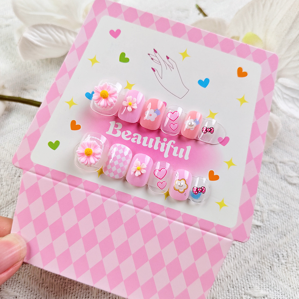 Venta directa de fábrica pegatinas de uñas para niñas dibujos animados para niños tabletas de uñas para niñas 10 parches de uñas lindas