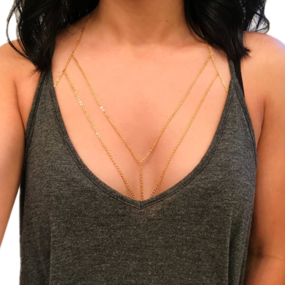 Collar de cadena de oro cadena Cuerpo europeo y americano Comercio exterior transfronterizo joyería suministro cadena de oro Bodychain