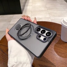 适用三星S25Ultra磁吸旋转360支架手机壳S24Plus金属镜S23保护套