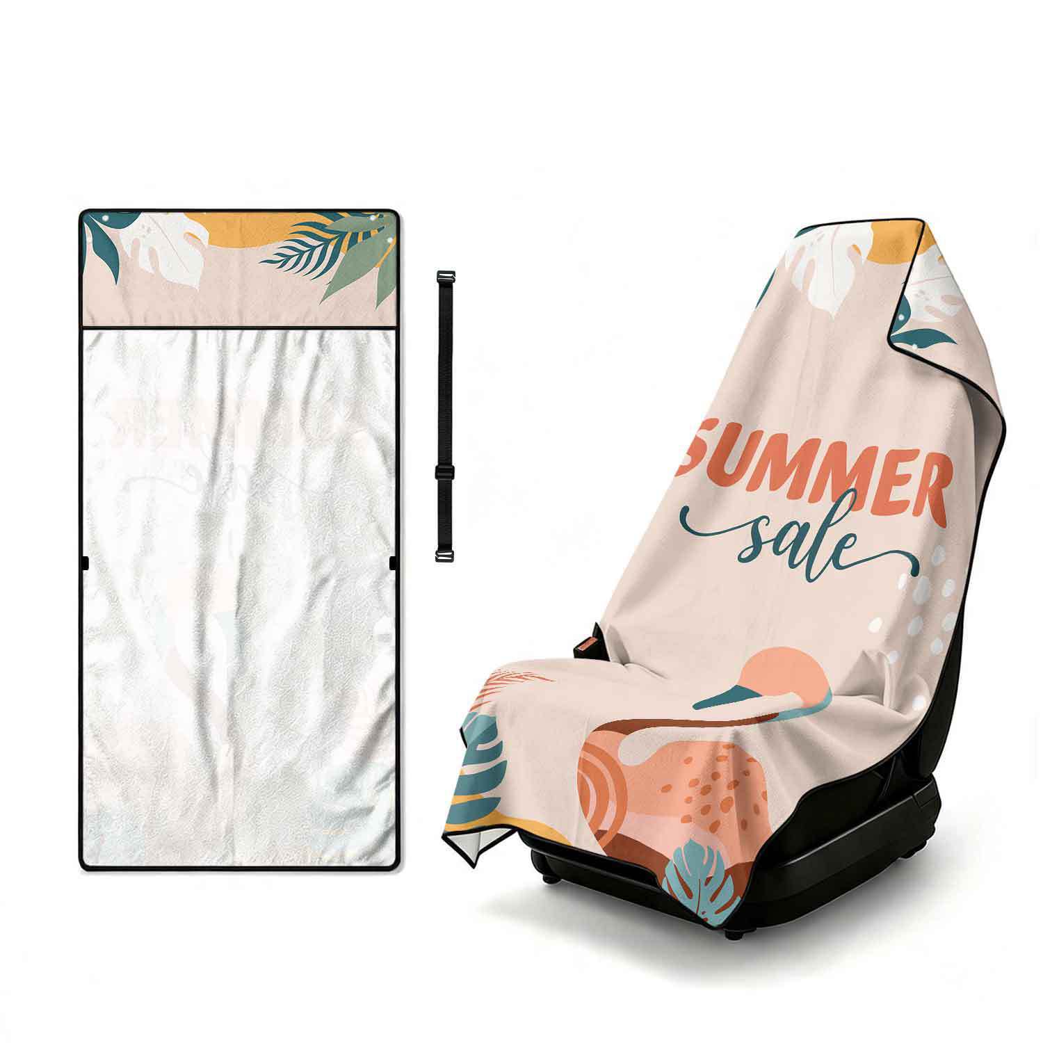 Summer bath towel and car seat cover 2-in-1, ultra-fine fiber outdoor beach and car dual-use universal seat cushion