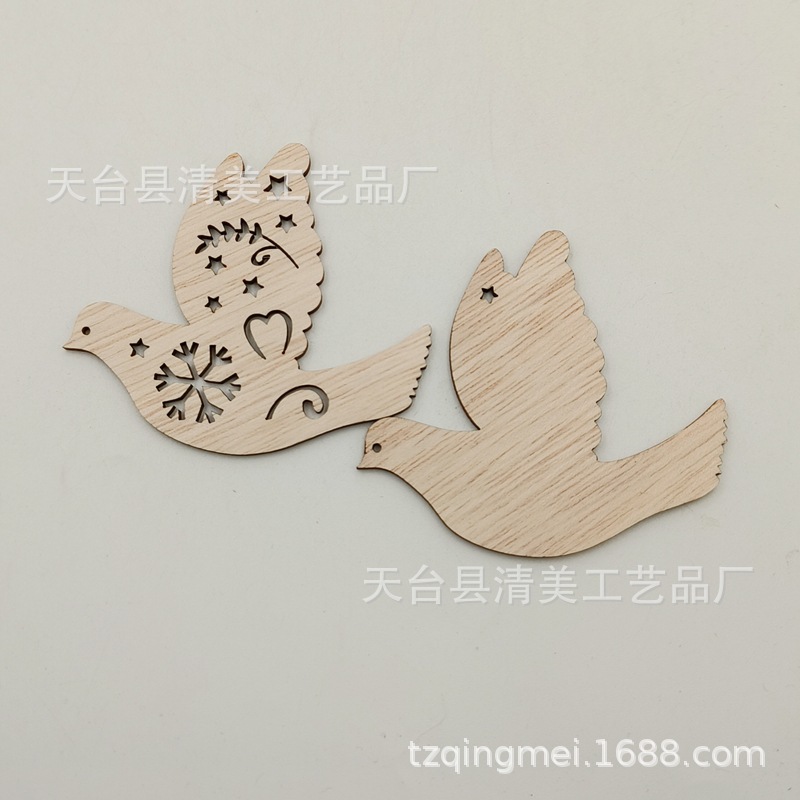 Sobre 7cm Paulownia tablero de madera de doble capa de Navidad chip de madera decoración de Navidad de madera chip colgante 1 paquete con 1 cáñamo