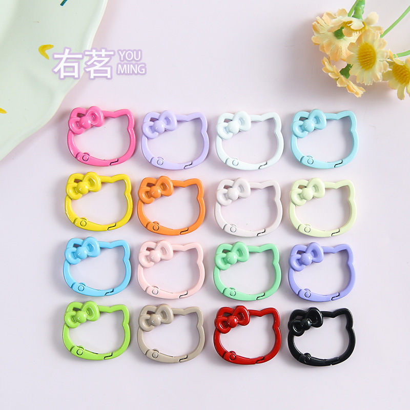 Dopamine Zinc Alloy Bow Tie Kt Cat Spring Buckle Colorful Painted Keychain Connector Cute Pendant Accessory Dopamine Zinc Alloy Bow Tie Kt Cat Spring Buckle Colorful Painted Keychain Connector Cute Pendant Accessory