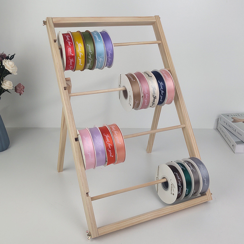 Estante de exhibición de almacenamiento de cinta de madera nueva lana tejida de madera maciza estante de almacenamiento tienda de flores tienda de pasteles estante de cinta en stock