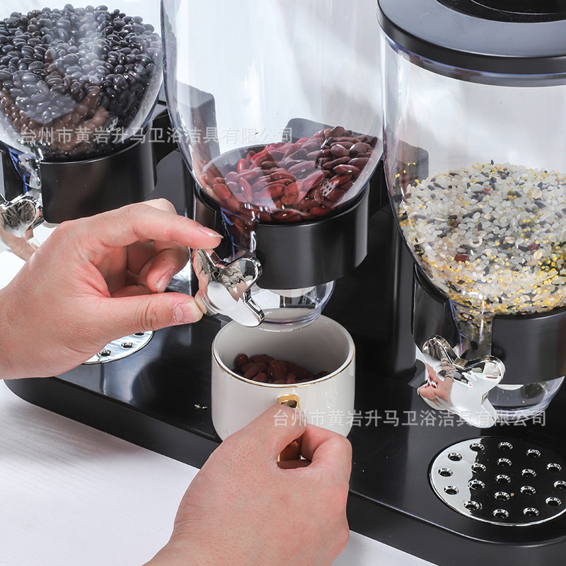 Tres barriles de trigo máquina hogar desayuno granos grano distribuidor almacenamiento arroz cubo avena almacenamiento tarro snack tarro de almacenamiento