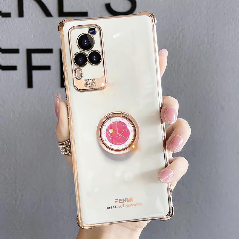 Convient pour le téléphone vivo x60, nouvel objectif tout compris, écran incurvé x60pro, coque souple en silicone, pro + avec support_voghion.com