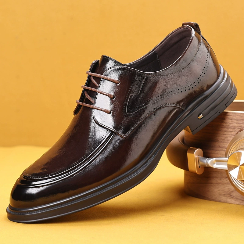 Осенний новый первый слой кожаные мужские деловые повседневные кожаные туфли британский стиль мужская обувь мягкая подошва дышащая одиночная обувь мужская