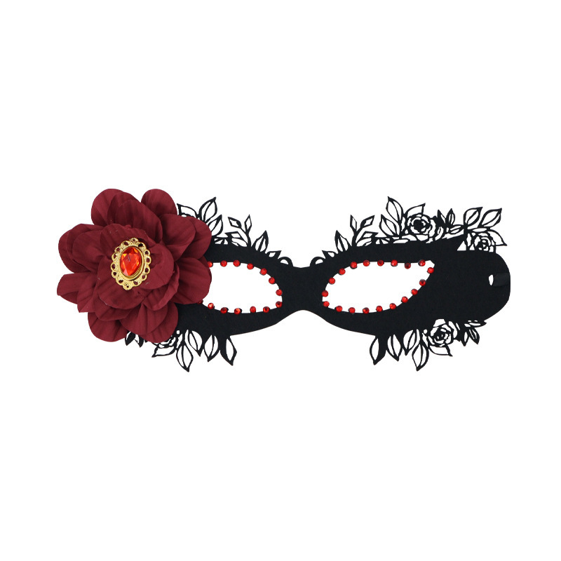 Halloween nueva máscara de diamante de flores negras accesorios femeninos máscaras de baile de baile disfraz de emoción sexy máscara de ojos
