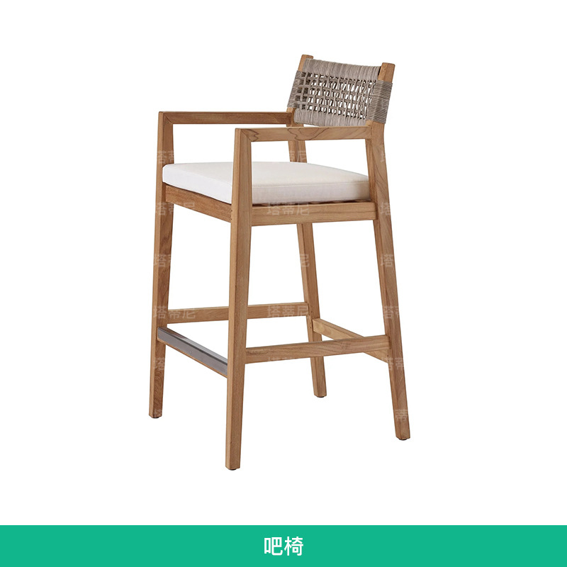 Mesas y sillas de teca para exteriores, mesa larga de madera maciza para patio de villa, muebles anticorrosivos para exteriores, mesas y sillas de ocio para jardín y balcón. image 12