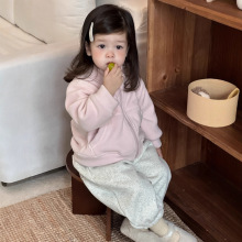 小宝宝秋冬外套2025新款韩版童装女童加绒卫裤套装工厂批发定制