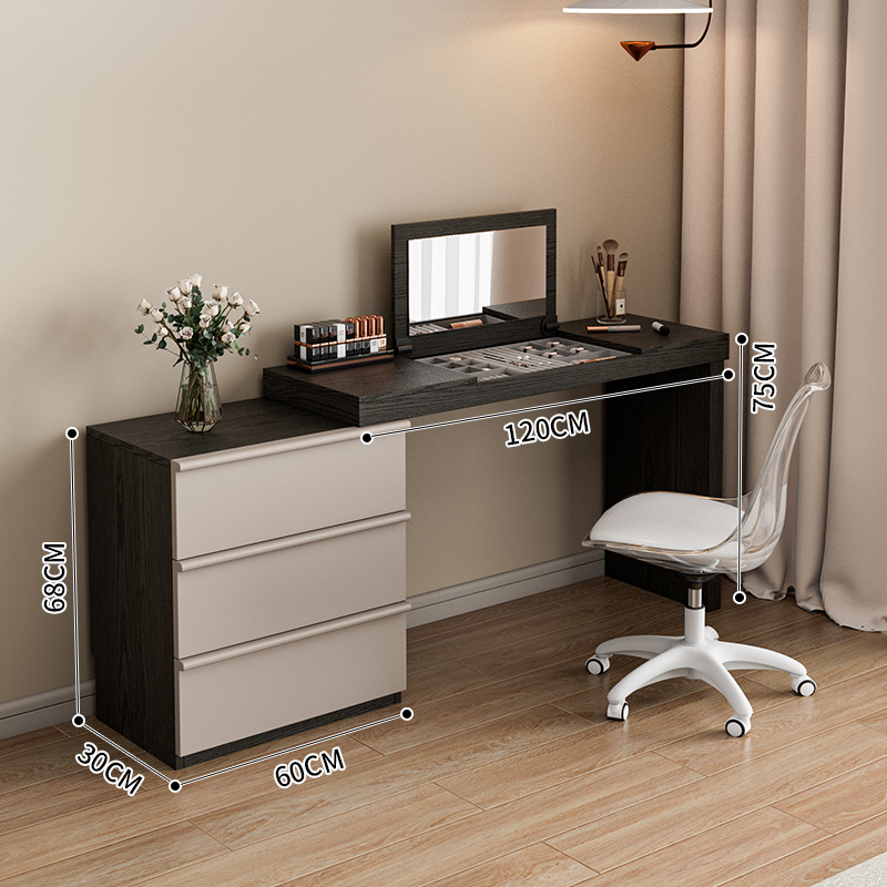 【30CM】블랙 120 테이블 + 60 서랍장 + 회전 의자