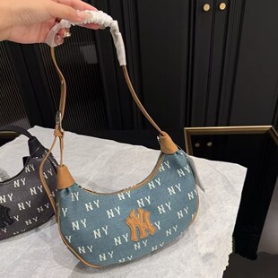 MLB, denim retro underarm bag, fashionable one-shoulder bag, shoulder bag, South Korea, for beloved