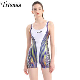 Trisass 新款专业运动平角裤连体女泳衣性感露背显瘦竞速训练温泉
