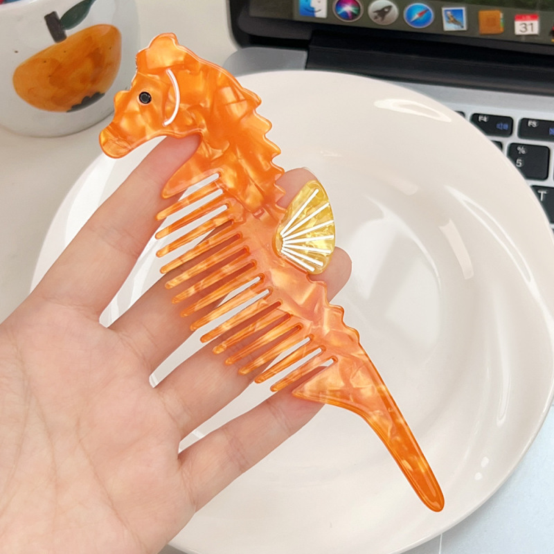 ヨーロッパとアメリカで売れ筋の漫画ヘアコーム、かわいい白鳥タツノオトシゴ酢酸コーム、テクスチャードロングハンドルコーム、メイクアップコーム、ストレートヘアコーム|undefined