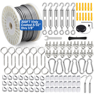 Rubber-Coated Steel Wire Rope 3mm Thick Pvc Hanging Wire Rope Outdoor Garden Fence Railing Kit Rope Tightener