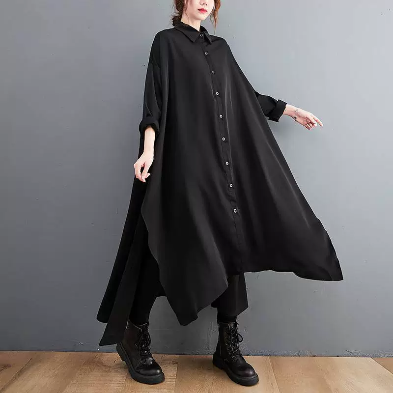 Весенняя длинная юбка, рубашка, платье, оверсайз, plus size