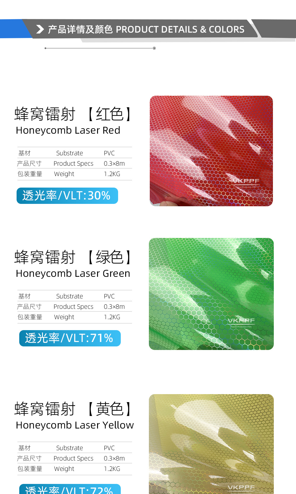 Honeycomb Laser Car Headlight Color Changing Film, Grid Rainbow Car Light Color Changing Sticker, Scratch-Resistant and Wear-Resistant