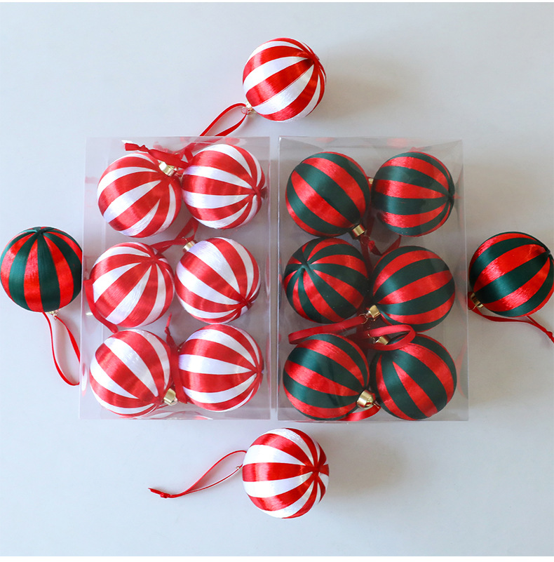 Boules de Noël en plastique de 8 cm emballées – Lot de 12 (6 rouges/vertes et 6 rouges/blanches, emballage en boîte pliable, décoration pour sapin de Noël, décoration de vitrine)_voghion.com