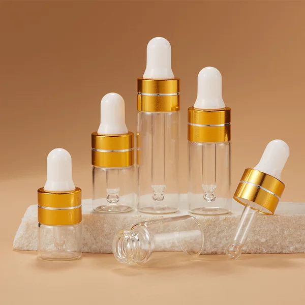 In-Stock 1ml Amber Small Essential Oil Bottles, 3ml Transparent Glass Dropper Bottles, 2ml Trial-Sized Empty Bottles, 5ml Refillable Bottles