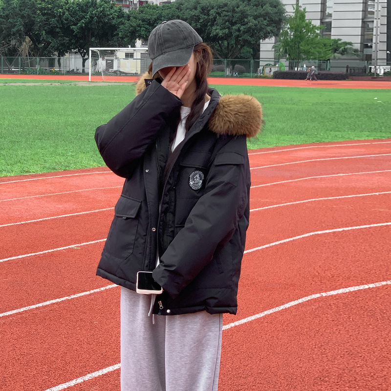 Real Shot of Workwear Cotton-Padded Jacket for Women, New Winter Korean Style Loose Student Cotton-Padded Jacket, High-End Mid-Length Parka Jacket