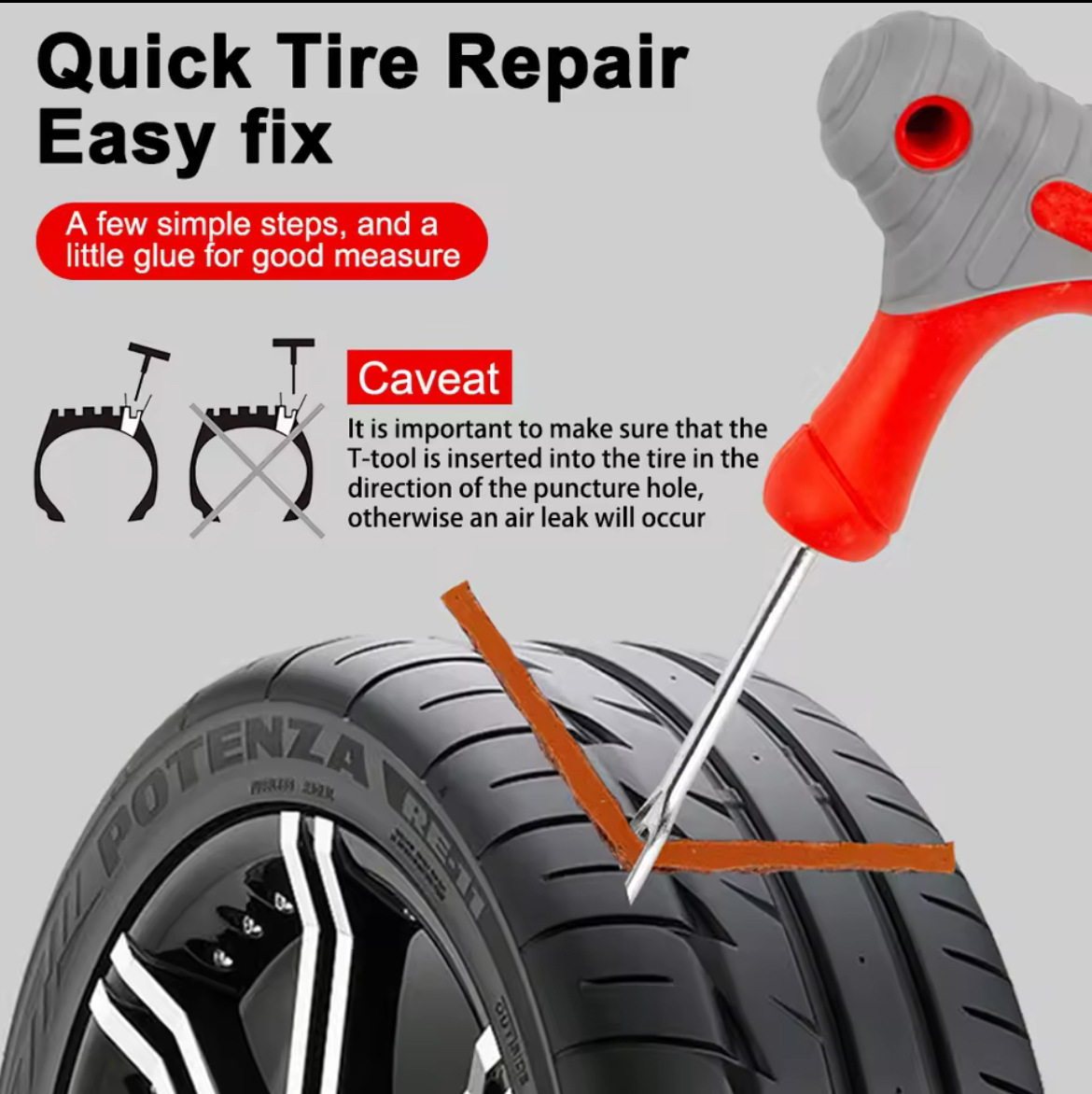 95-Piece Motorcycle and Electric Vehicle Vacuum Tire Repair Tool Kit, Quick Emergency Tire Repair Strips and Film, Special for Tires