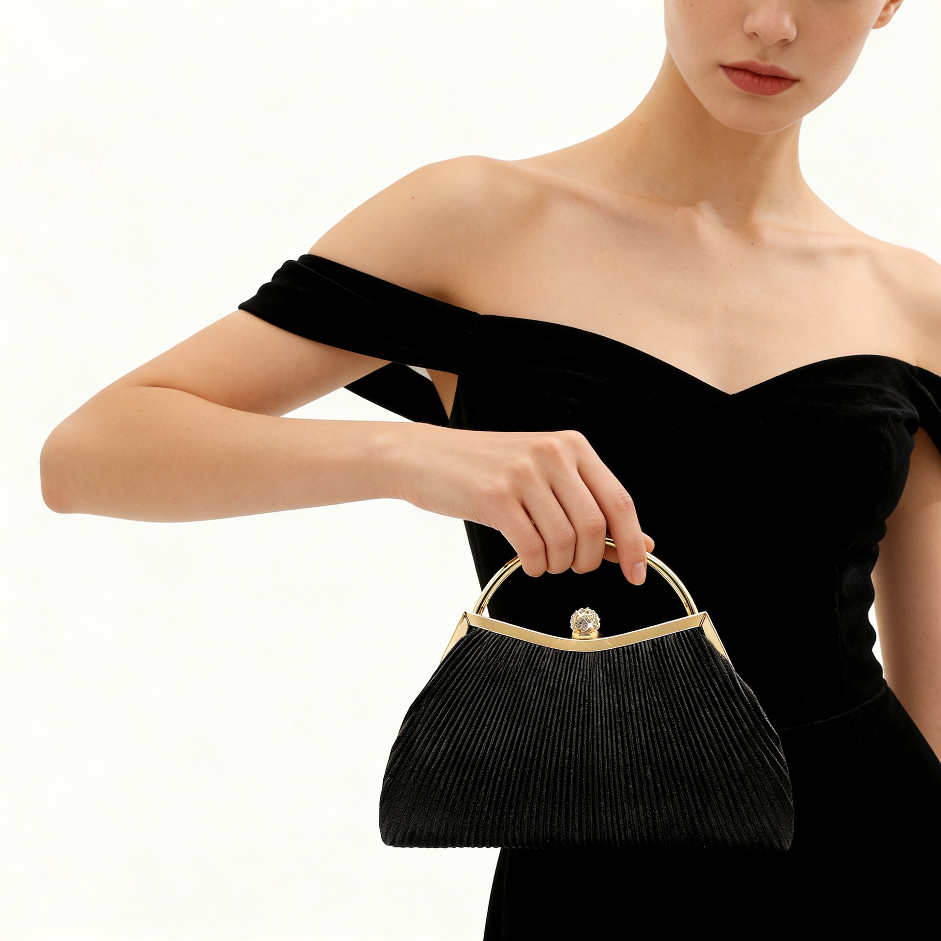 Bolsa de banquete de lujo ligera, bolsas de mano plegadas de diamantes, bolsas de fiesta de alta calidad al por mayor, bolsas de noche de moda