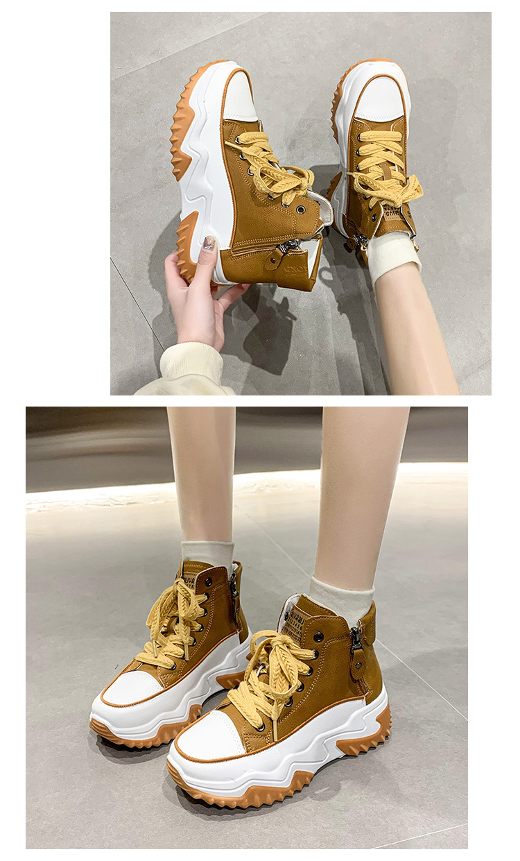 Korean style new dad shoes for women Women Sneakers Thick bottom front lace up sneakers for women Height increasing shoes for women_desvips.com