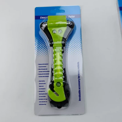 Car Safety Hammer, Multifunctional Qəza çəkici - km-50-double-headed-safety-hammer-green-with-base-quality-packaging