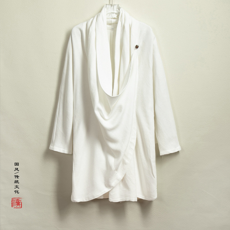 Chinese Style Men's Mid-Length Zen Style New Chinese Style Improved Hanfu Windbreaker Jacket