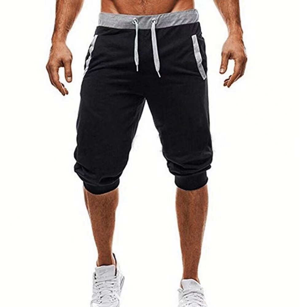 Hot Men's Casual Sports Slim Fit Color Block Fitness Jogging Five-Point Shorts_voghion.com