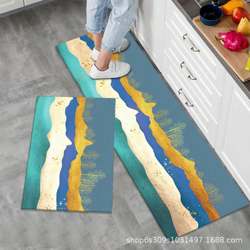 Alfombra de piso de cocina fábrica al por mayor puerta larga alfombra antideslizante alfombra de cocina alfombra de puerta de dibujos animados del hogar estera de la puerta