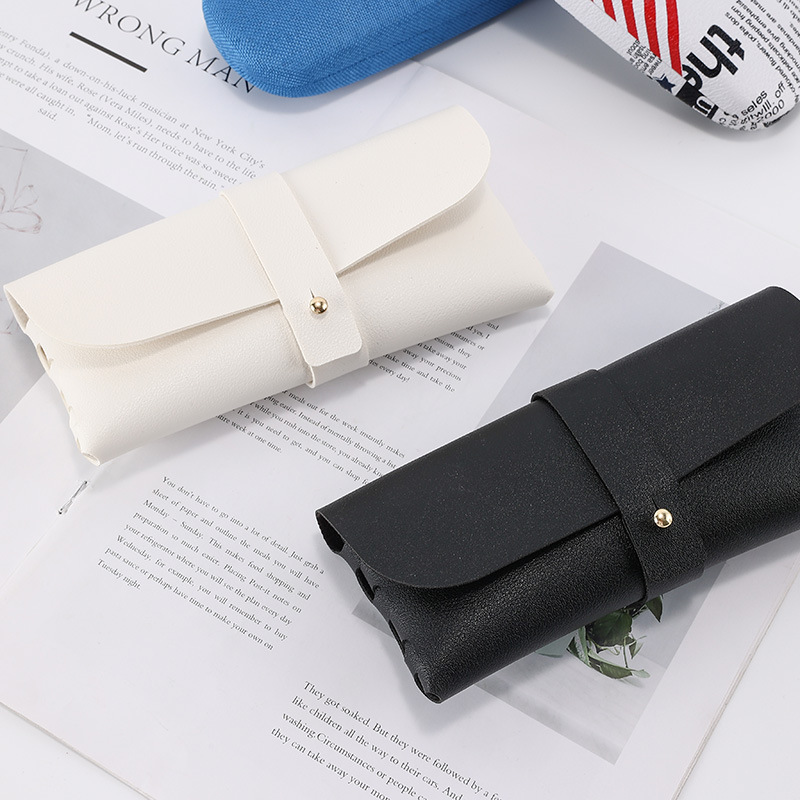 Manufacturer's Ready-Made New Sunglasses, Sunglasses Leather Box, Wholesale Portable Glasses Box, Black Soft Bag Box, Stud Buckle Box