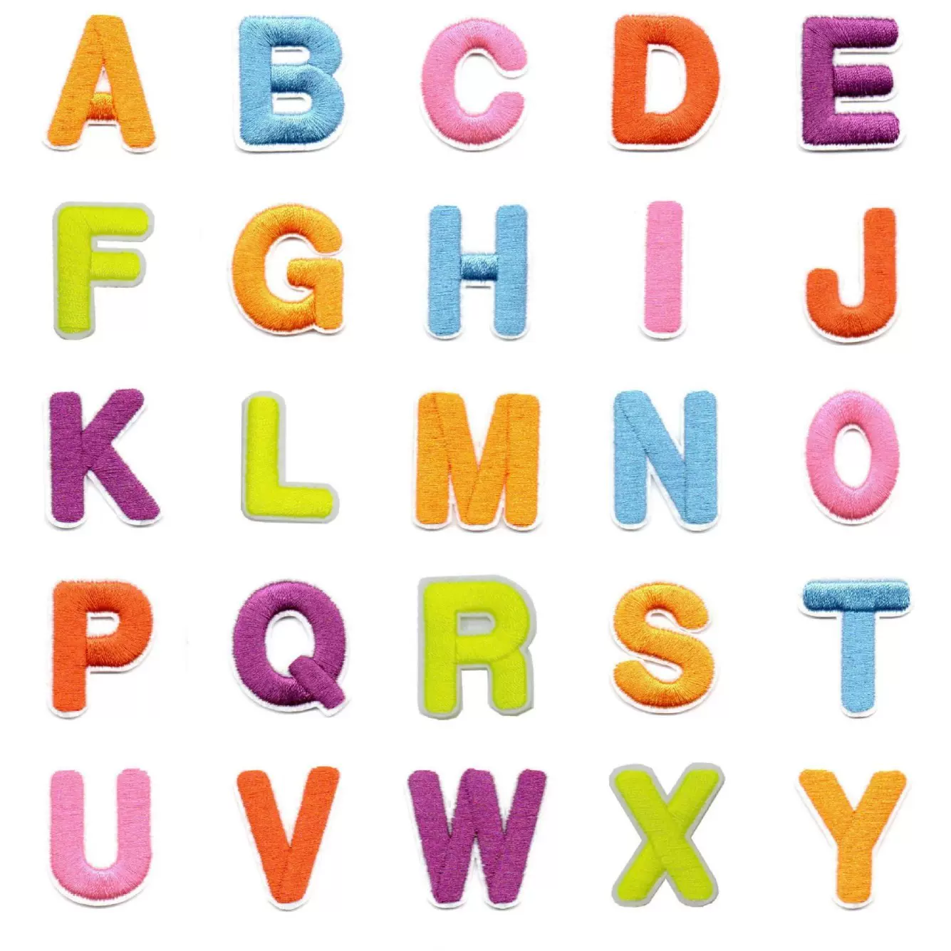 新款电脑绣花标彩色英文字母补丁贴校服编号服装辅料数字刺绣布贴