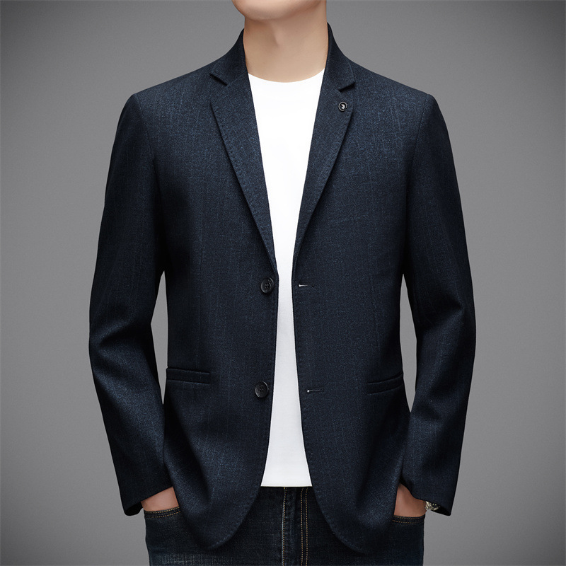 品牌高档羊毛西装西服男中青年高级职业修身百搭单西时尚休闲外套