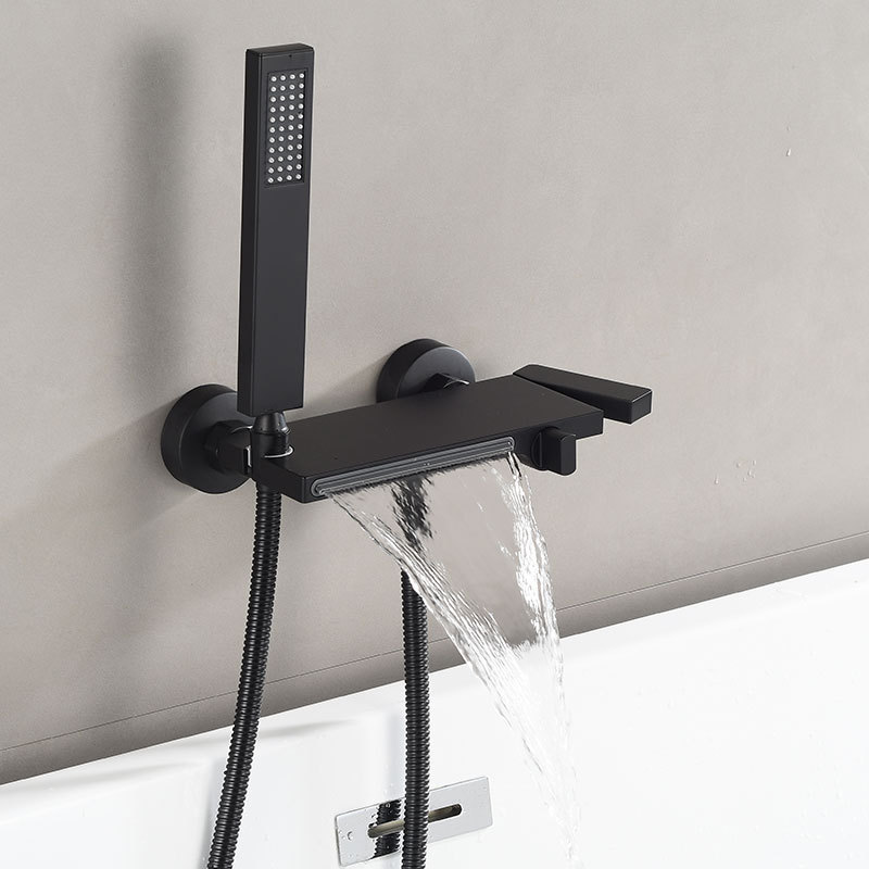 Brass Bathtub Faucet Simple Shower Set Waterfall-Style Minimalist Bathroom Hot and Cold White Mixing Valve Brass Bathtub Faucet Simple Shower Set Waterfall-Style Minimalist Bathroom Hot and Cold White Mixing Valve