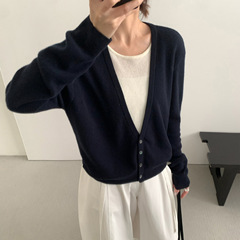 TG 淡人穿搭 拼色假两件套头宽松针织衫女2025秋季新款毛衣25778
