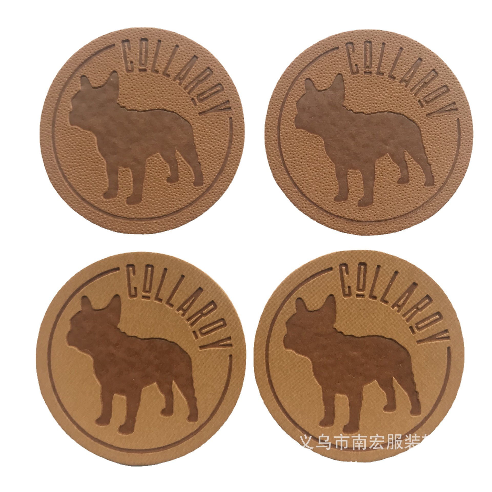 供应服装箱包鞋帽五金皮标皮牌 腰牌吊牌批发压变色皮标义乌皮标