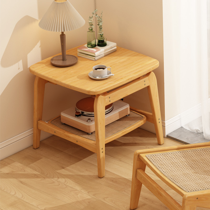 Mesa lateral del sofá, sala de estar, mesa de centro pequeña para el hogar, mesa cuadrada de ratán móvil, almacenamiento de dormitorio, mesita de noche creativa, nuevo