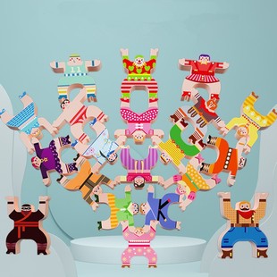 Children's wooden Jenga balance color primary color building blocks Jenga men's and women's treasure balance game toys