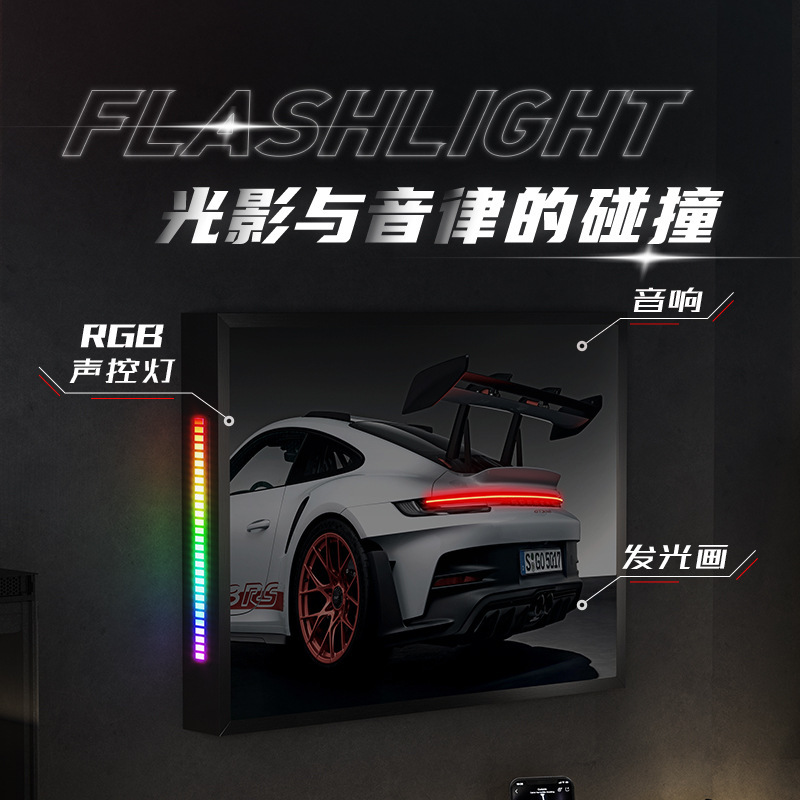 めいsu7スポーツカー発光装飾画現代シンプルな家庭寝室書斎客間電気競争高級感掛け画|undefined