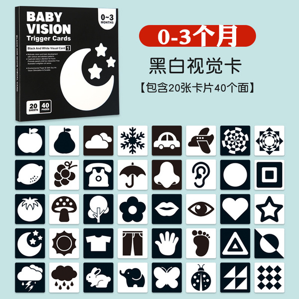 Black and White Card Children Baby Baby Early Education Card Training Newborn Vision 0 to 3 Years Old Toys Cross Border Educational Card