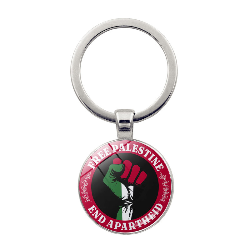 Llavero colgante de cristal de la bandera palestina Palestina anti-guerra paz colgante llavero