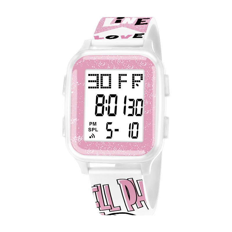 Fresco dulce pequeño cuadrado reloj electrónico estudiante deportes alarma luminosa sincronización reloj electrónico fábrica al por mayor